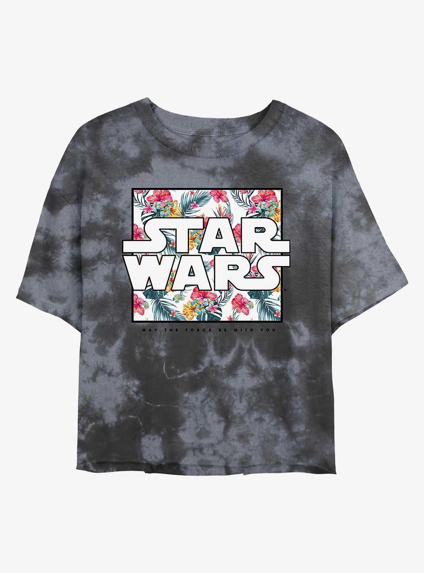 Star Wars Floral Box Logo Tie-Dye Womens Crop T-Shirt, , hi-res