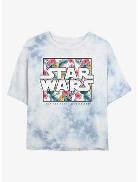 Star Wars Floral Box Logo Tie-Dye Womens Crop T-Shirt, , hi-res