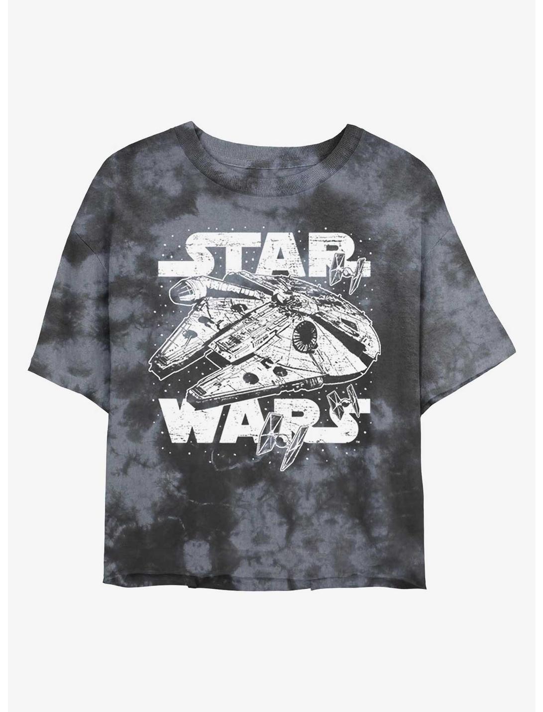 Star Wars Initiating Hyperdrive Tie-Dye Womens Crop T-Shirt, BLKCHAR, hi-res