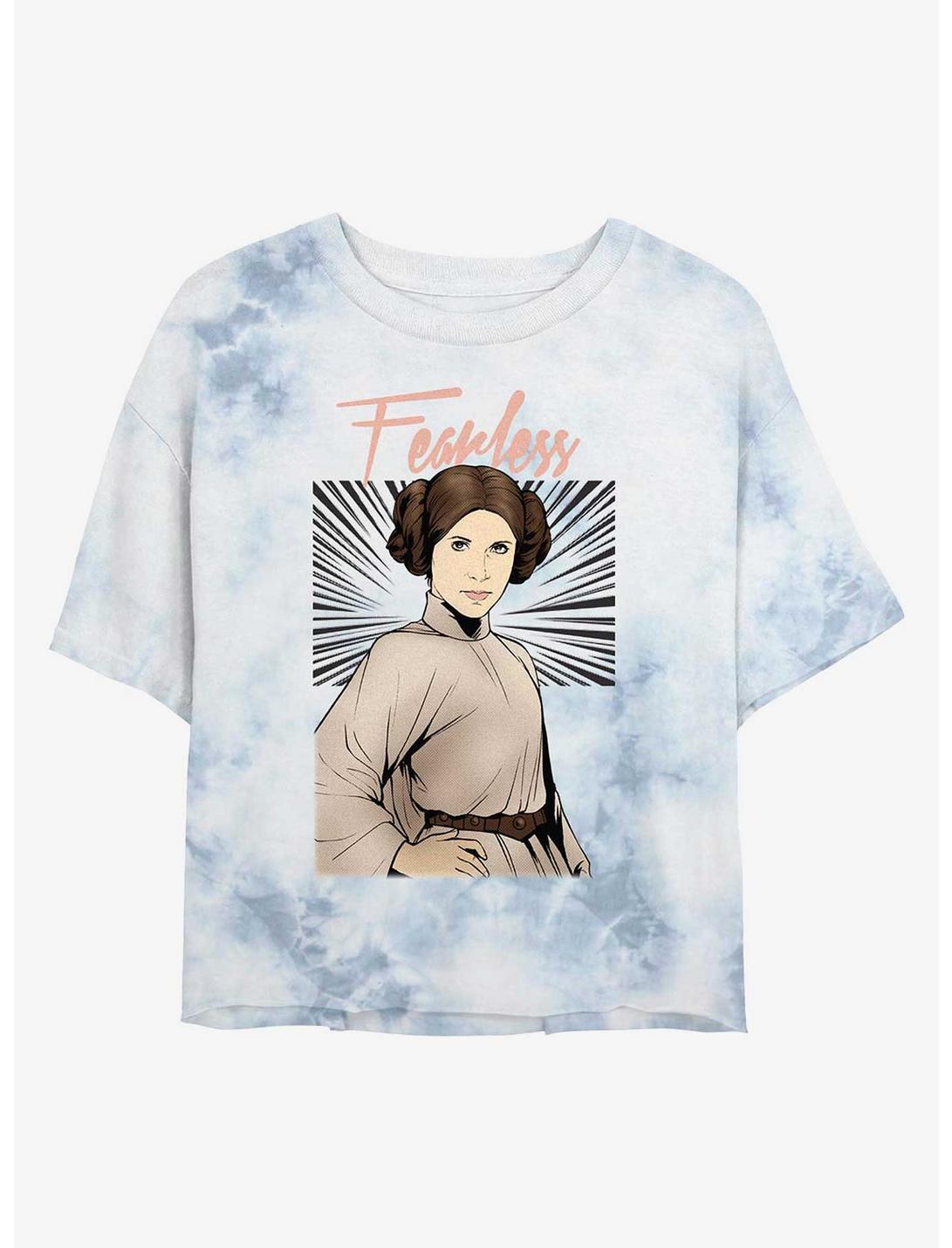 Star Wars Leia Fearless Tie-Dye Womens Crop T-Shirt, WHITEBLUE, hi-res