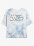 Star Wars Lined Logo Tie-Dye Womens Crop T-Shirt, WHITEBLUE, hi-res
