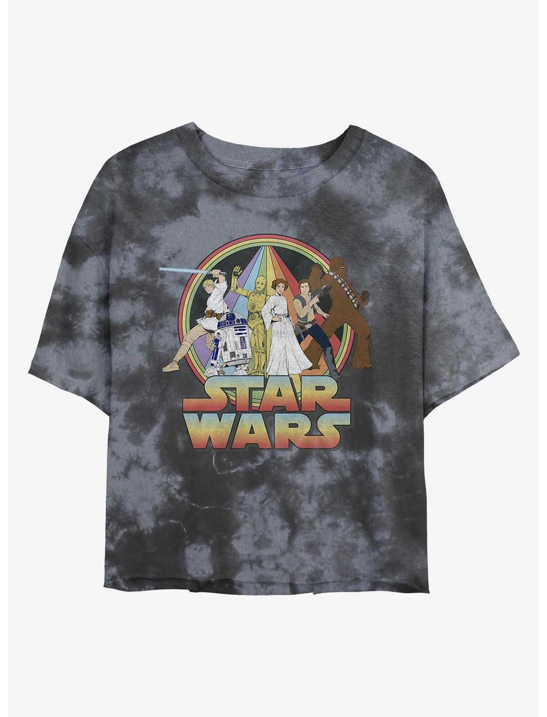 Star Wars Psychedelic Print Tie-Dye Womens Crop T-Shirt, BLKCHAR, hi-res
