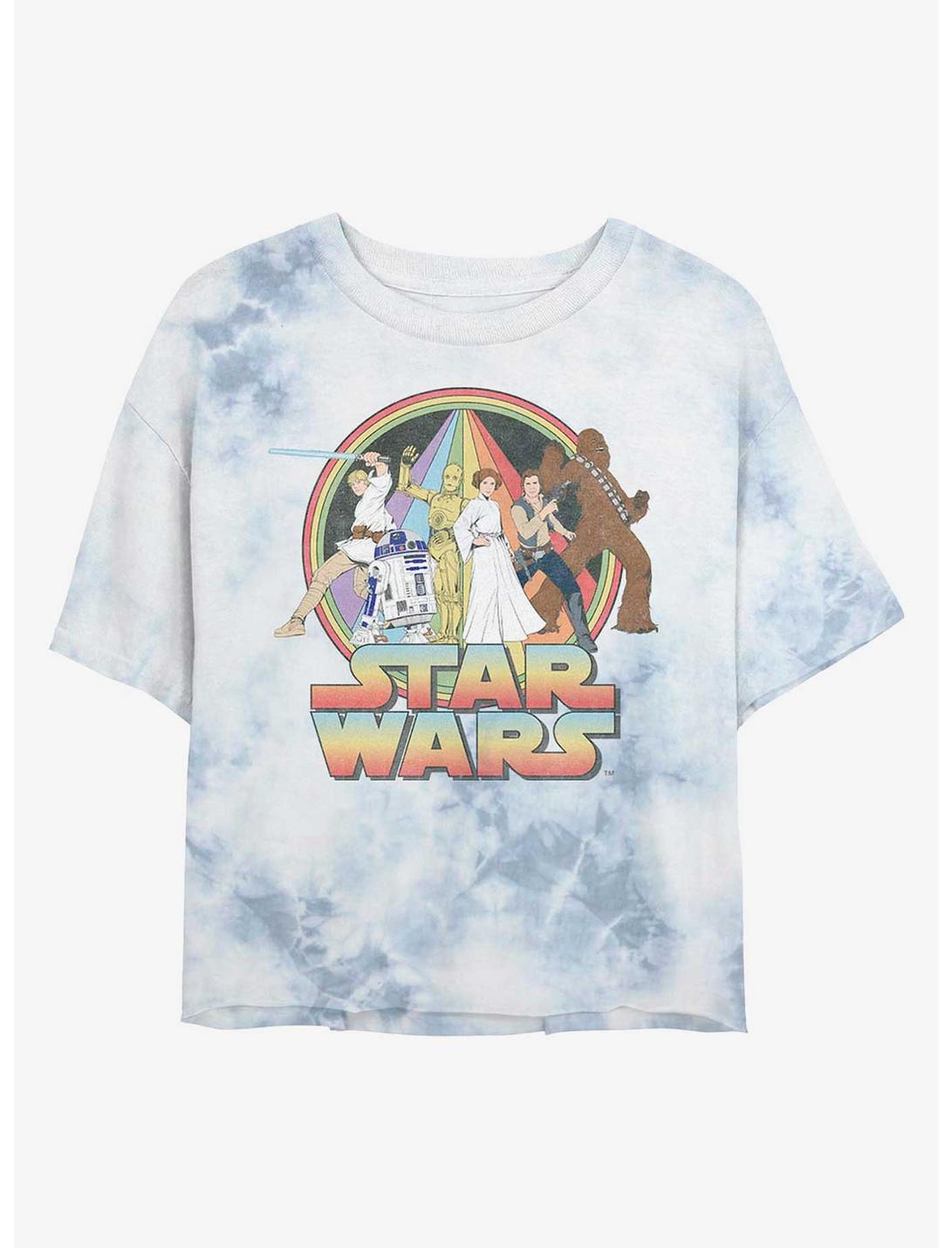 Star Wars Psychedelic Print Tie-Dye Womens Crop T-Shirt, WHITEBLUE, hi-res