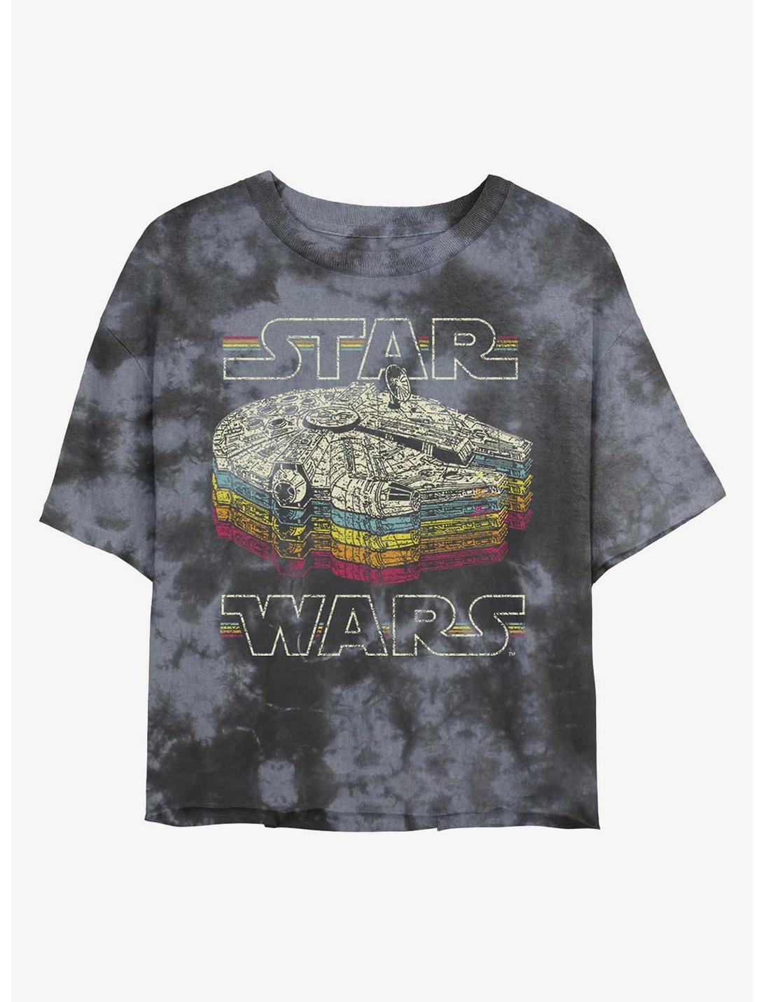 Star Wars Retro Color Logo Tie-Dye Womens Crop T-Shirt, BLKCHAR, hi-res