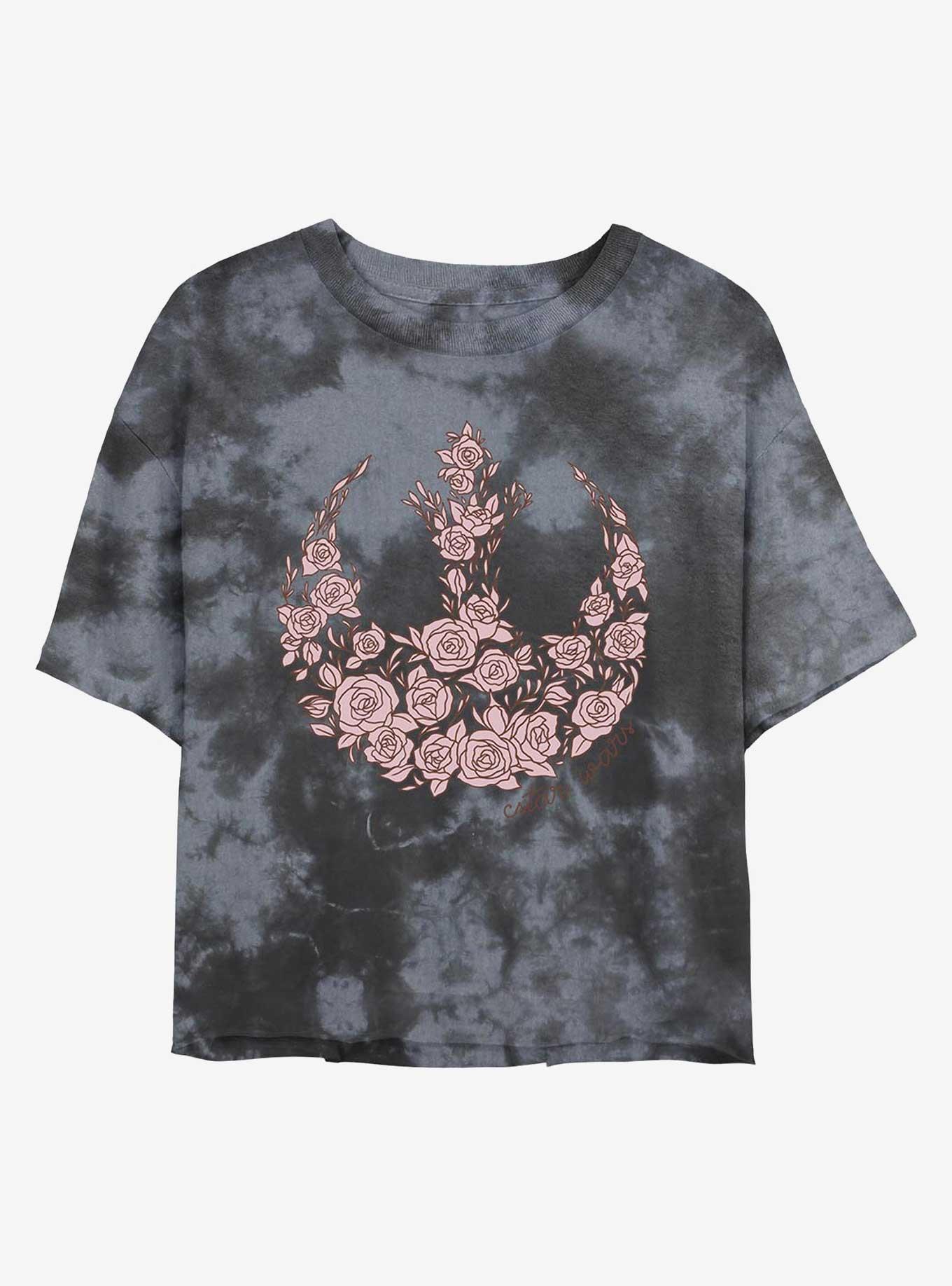 Star Wars Rose Rebel Emblem Tie-Dye Womens Crop T-Shirt, , hi-res