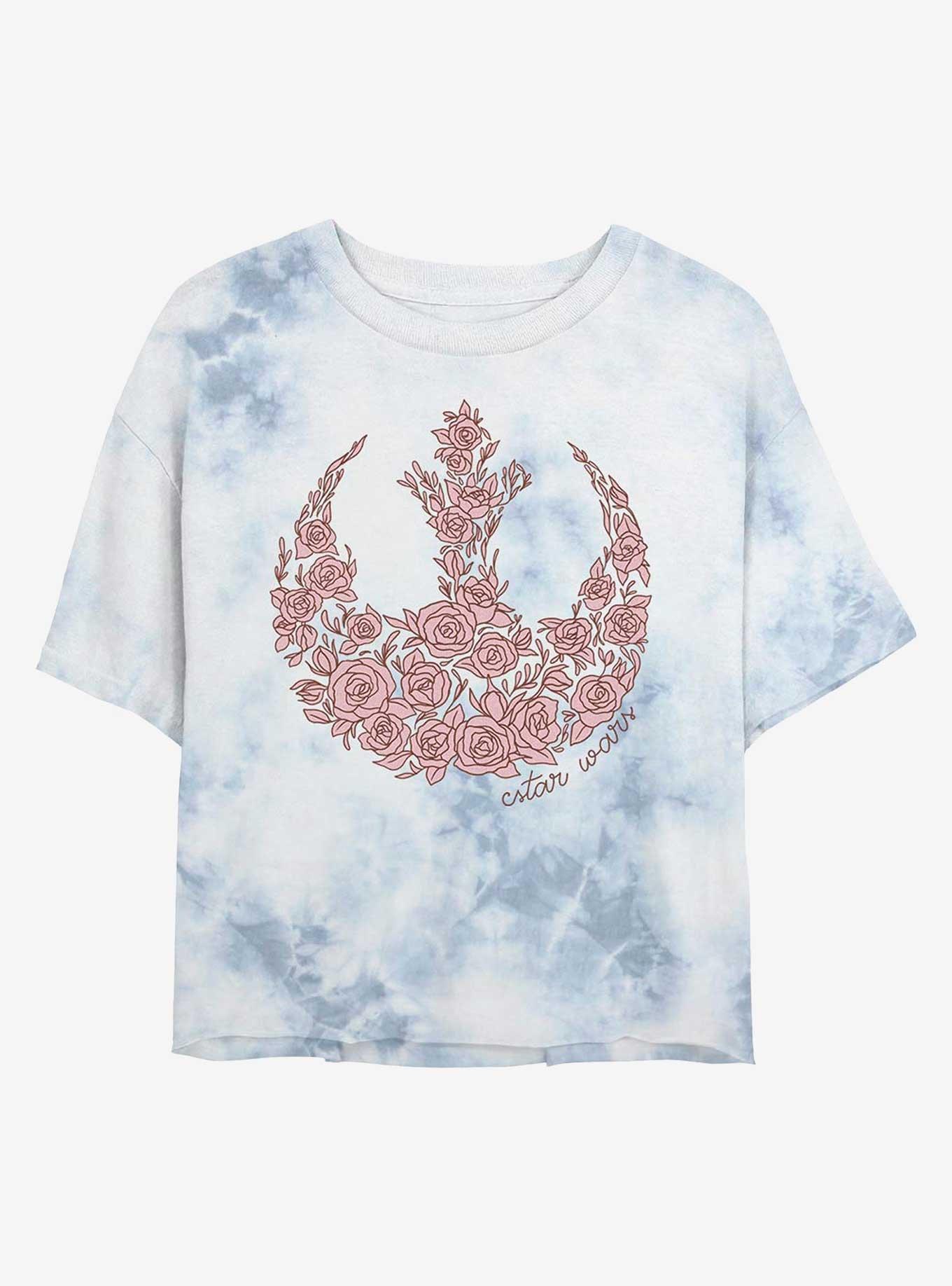 Star Wars Rose Rebel Emblem Tie-Dye Womens Crop T-Shirt