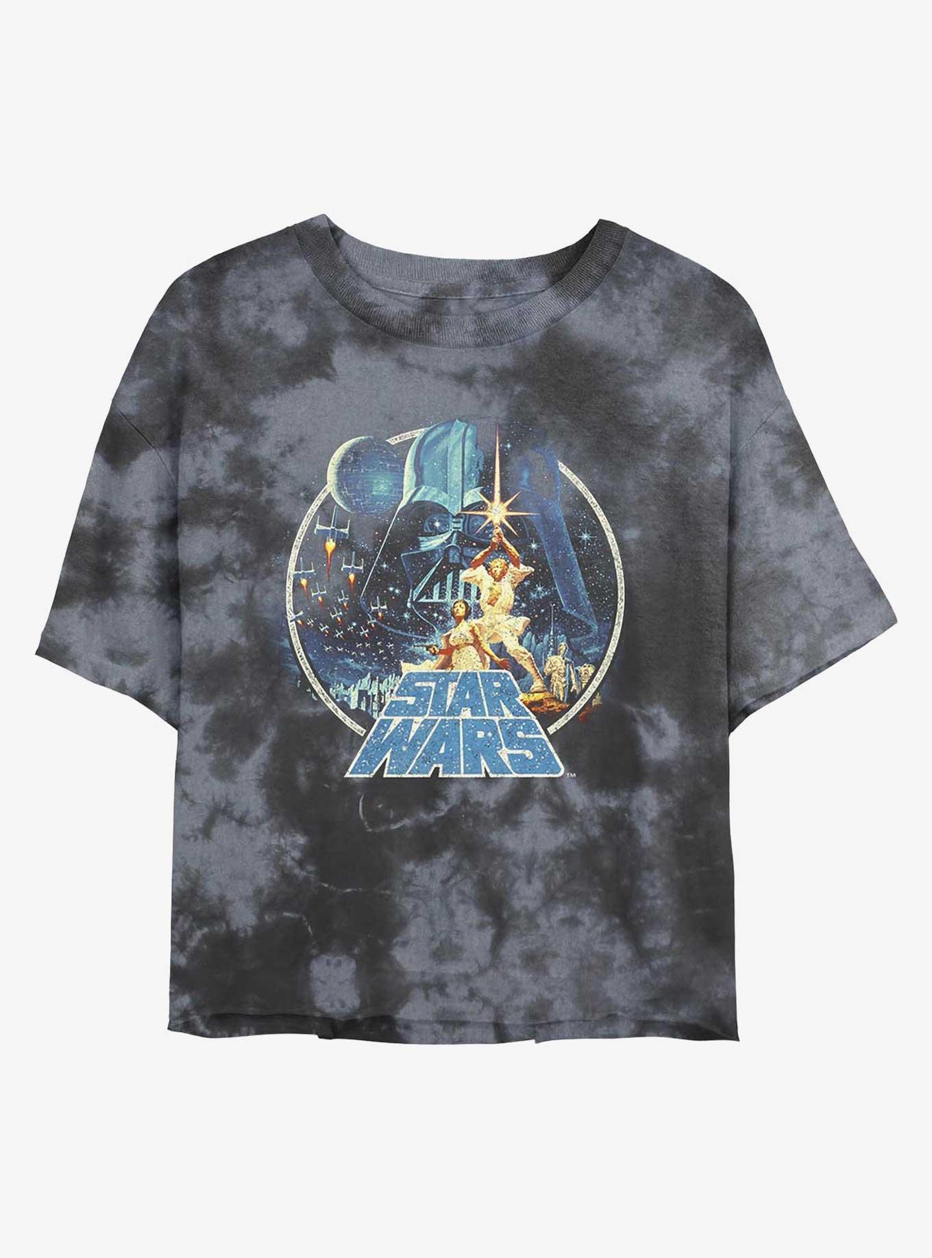 Star Wars Vintage Print Icon Tie-Dye Womens Crop T-Shirt, , hi-res