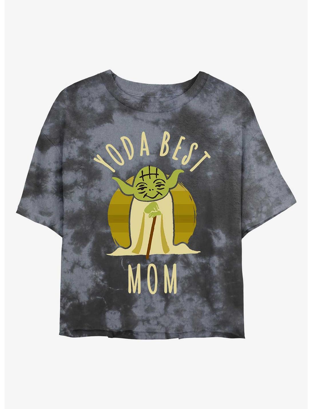 Star Wars Yoda Best Mom Tie-Dye Womens Crop T-Shirt, BLKCHAR, hi-res