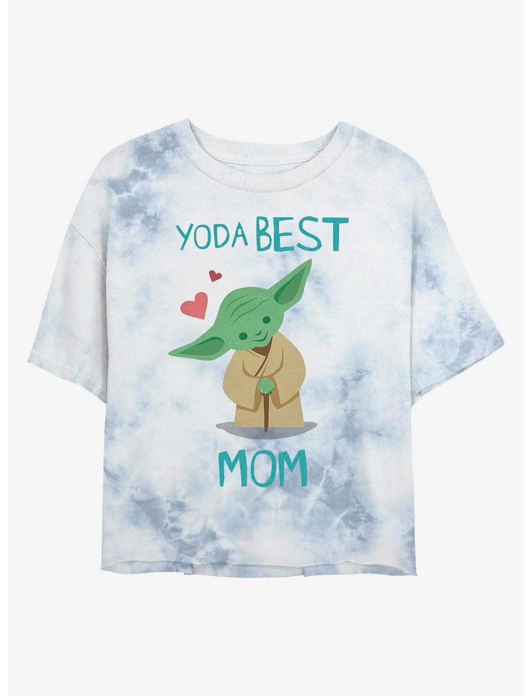 Star Wars Yoda Best Mom Hearts Tie-Dye Womens Crop T-Shirt, WHITEBLUE, hi-res