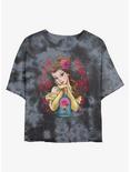 Disney Beauty And The Beast Rose Belle Tie-Dye Womens Crop T-Shirt, BLKCHAR, hi-res