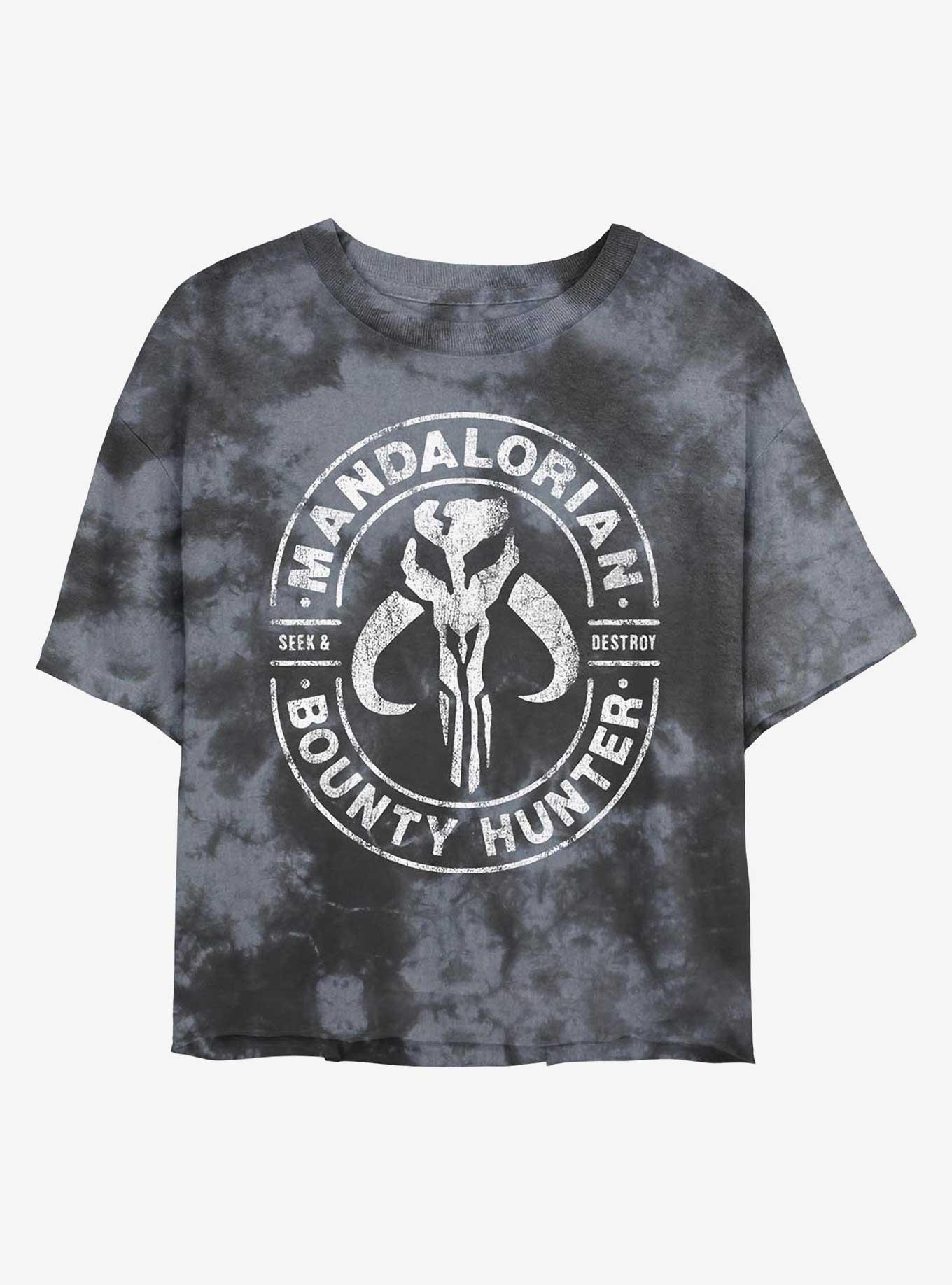 Star Wars The Mandalorian Bounty Hunter Tie-Dye Womens Crop T-Shirt, , hi-res