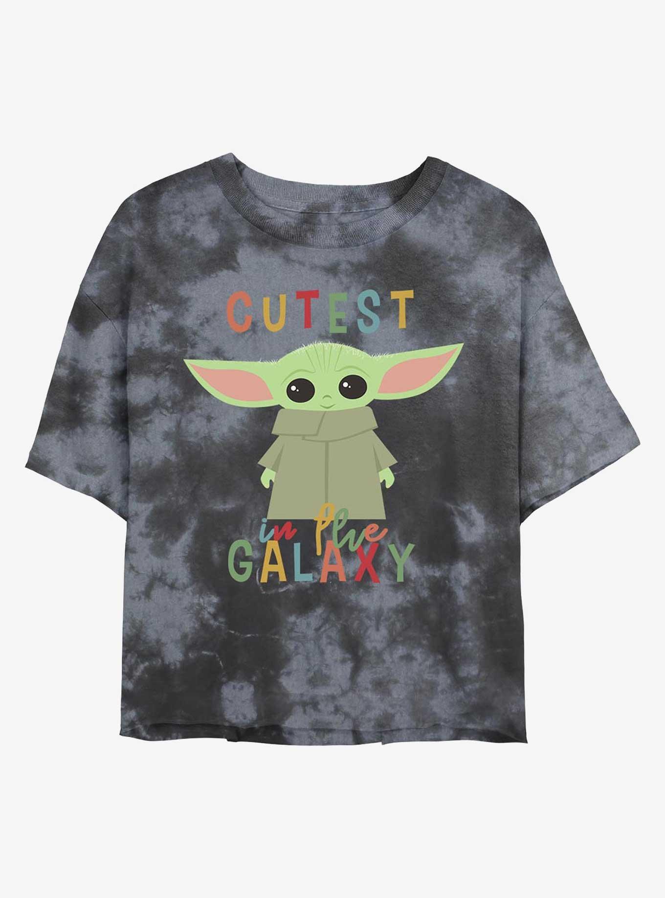 Star Wars The Mandalorian The Child Cutest In The Galaxy Tie-Dye Womens Crop T-Shirt, BLKCHAR, hi-res