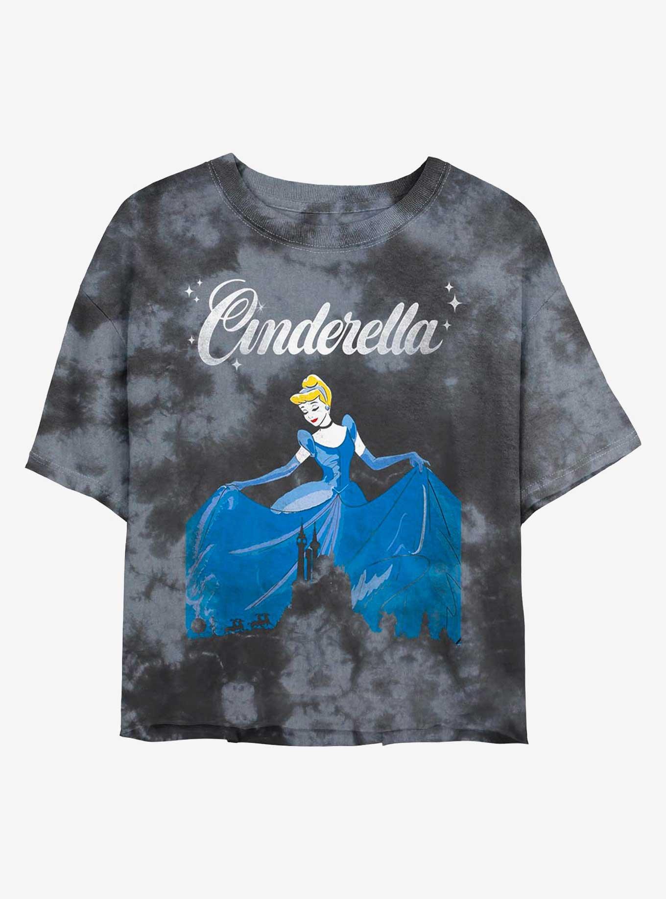 Disney Cinderella Dancing Cinderella Tie-Dye Womens Crop T-Shirt, BLKCHAR, hi-res