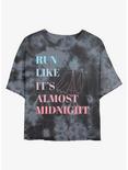 Disney Cinderella Run Like It's Almost Midnight Tie-Dye Womens Crop T-Shirt, BLKCHAR, hi-res