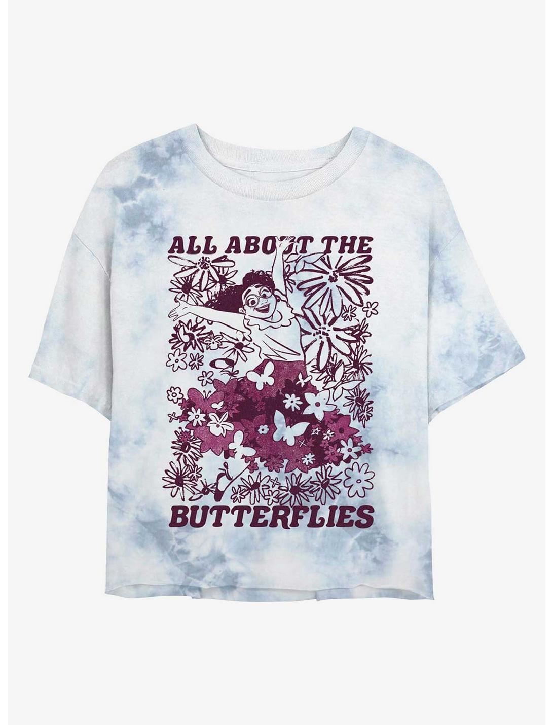 Disney Encanto All About The Butterflies Tie-Dye Womens Crop T-Shirt, WHITEBLUE, hi-res