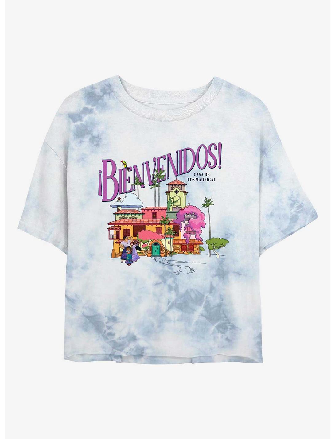 Disney Encanto Bienvenidos Casa De Los Madrigal Tie-Dye Womens Crop T-Shirt, WHITEBLUE, hi-res