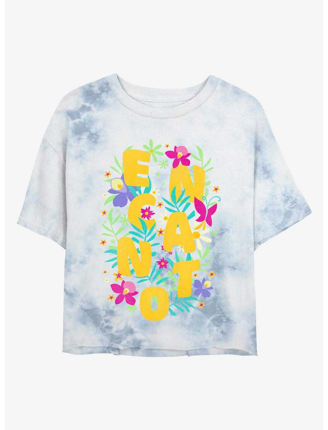 Disney Encanto Flower Arrangement Tie-Dye Womens Crop T-Shirt, WHITEBLUE, hi-res