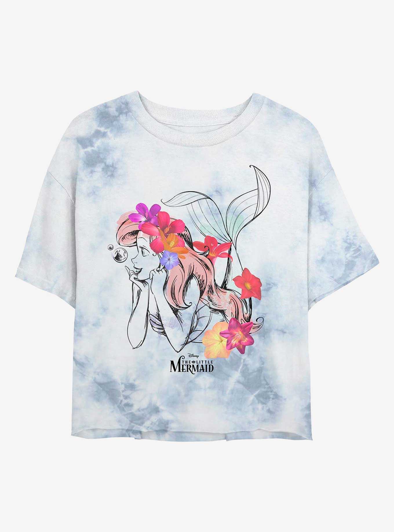 Disney The Little Mermaid Ariel Drawing Logo  Tie-Dye Womens Crop T-Shirt, , hi-res