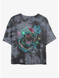 Disney The Little Mermaid Ariel Lights Tie-Dye Womens Crop T-Shirt, BLKCHAR, hi-res