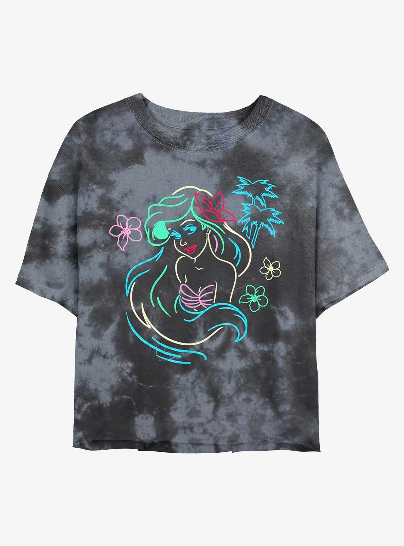 Disney The Little Mermaid Ariel Lights Tie-Dye Womens Crop T-Shirt, , hi-res