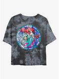 Disney The Little Mermaid Ariel Stained Glass Tie-Dye Womens Crop T-Shirt, BLKCHAR, hi-res