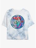 Disney The Little Mermaid Ariel Stained Glass Tie-Dye Womens Crop T-Shirt, WHITEBLUE, hi-res