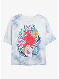 Disney The Little Mermaid Leafy Ariel Tie-Dye Womens Crop T-Shirt, WHITEBLUE, hi-res