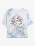 Disney The Little Mermaid Mermaid Shells Tie-Dye Womens Crop T-Shirt, WHITEBLUE, hi-res