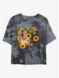 Disney Pocahontas Floral Portrait Tie-Dye Womens Crop T-Shirt, BLKCHAR, hi-res