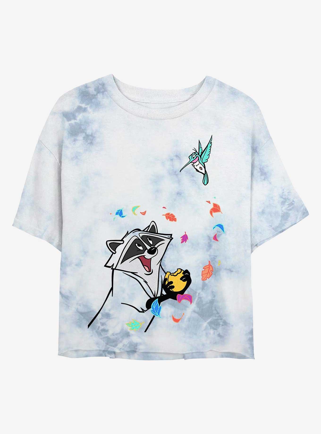 Disney Pocahontas Meeko And Flit Tie-Dye Womens Crop T-Shirt, , hi-res