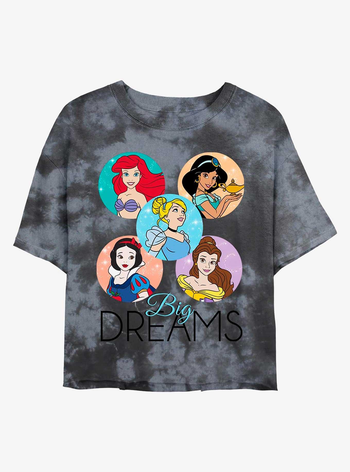 Disney Princesses Big Dreams Tie-Dye Womens Crop T-Shirt, BLKCHAR, hi-res