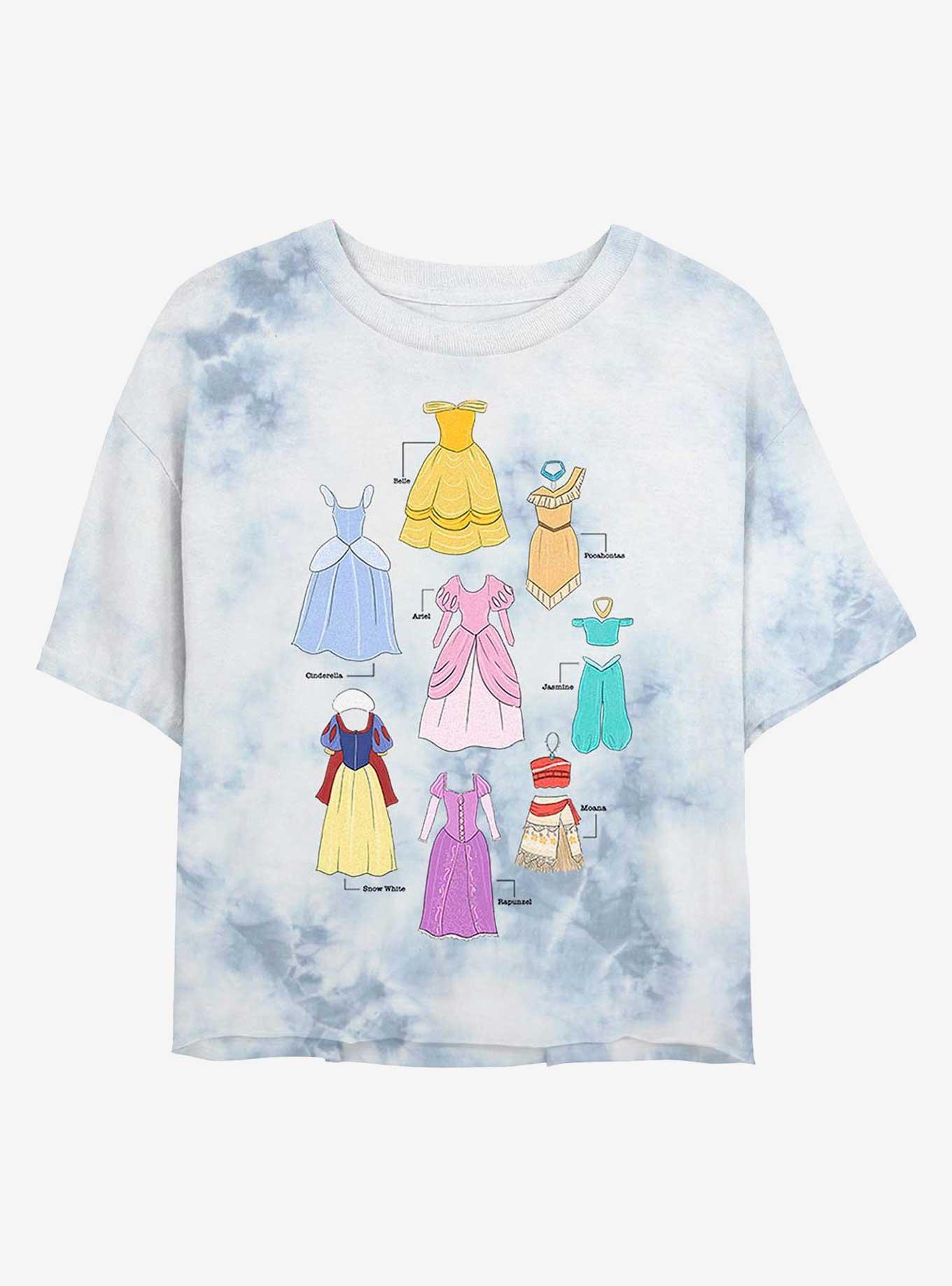 Disney Princesses Textbook Dresses Tie-Dye Womens Crop T-Shirt, , hi-res