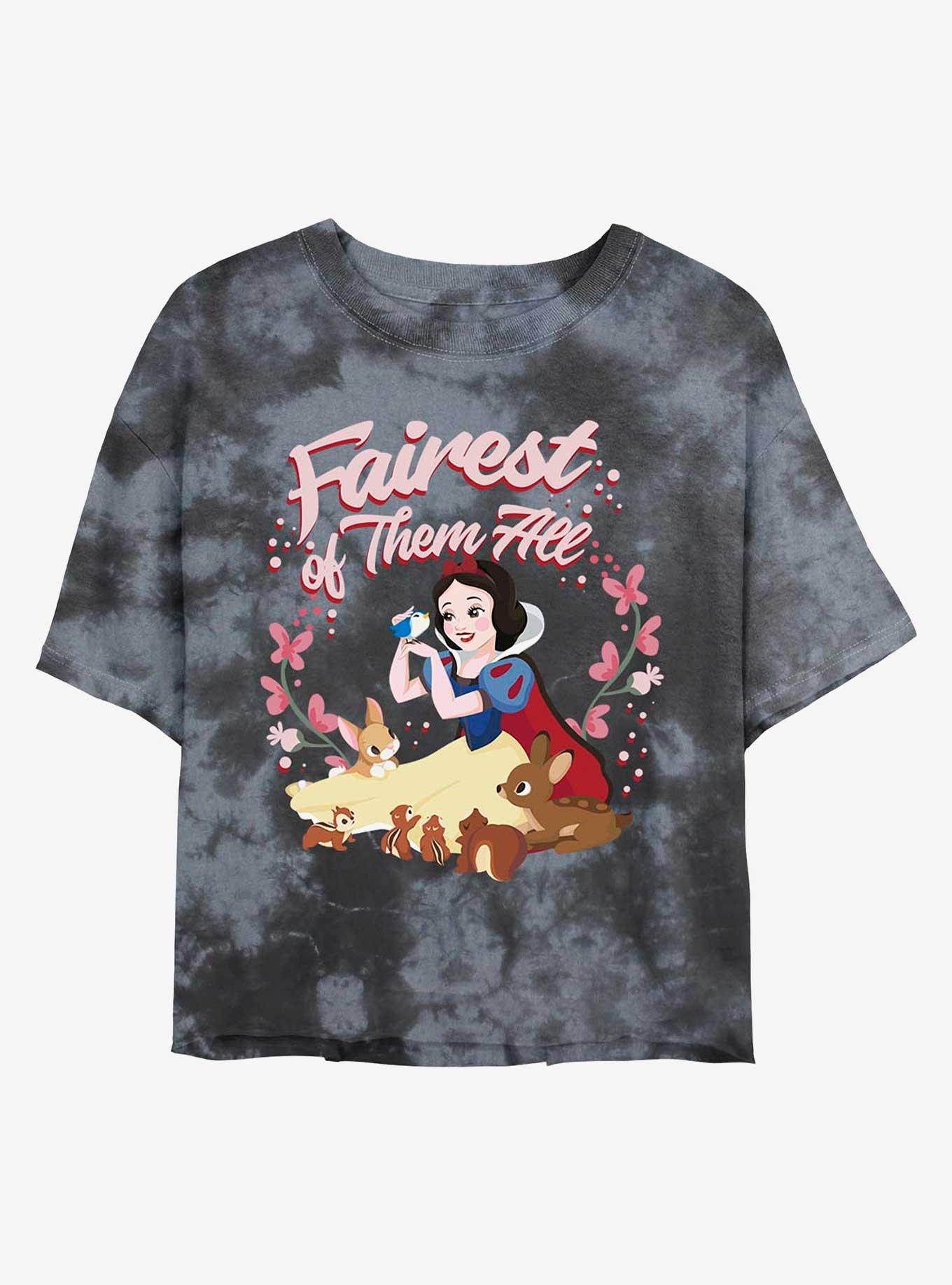 Disney Snow White And The Seven Dwarfs Magical Love Tie-Dye Womens Crop T-Shirt, BLKCHAR, hi-res