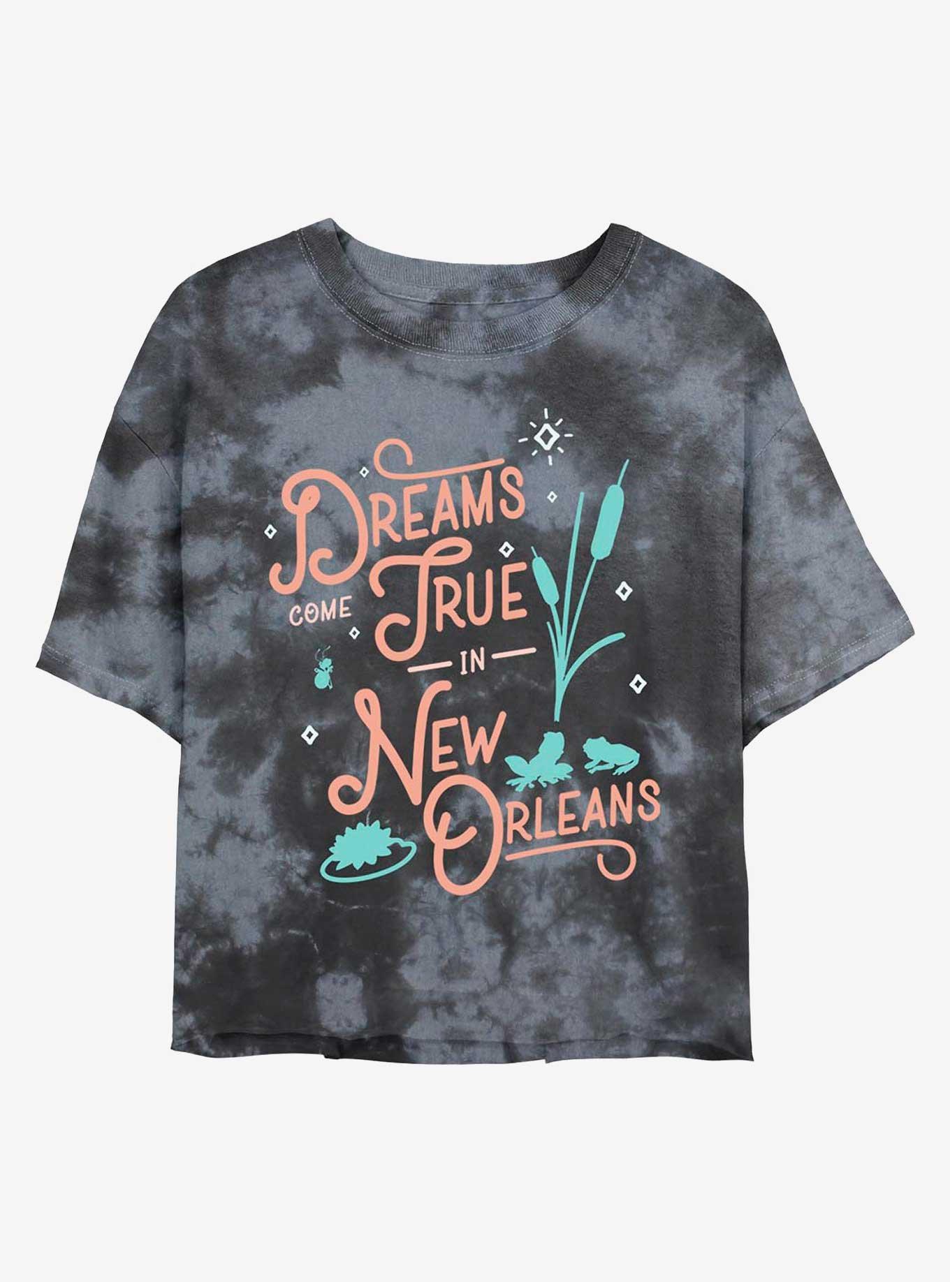 Disney Dreams Come True In New Orleans Tie-Dye Womens Crop T-Shirt, BLKCHAR, hi-res