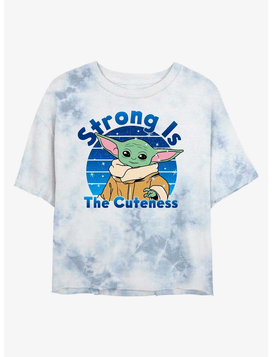 Star Wars The Mandalorian The Child Strong Is The Cuteness Tie-Dye Womens Crop T-Shirt, WHITEBLUE, hi-res
