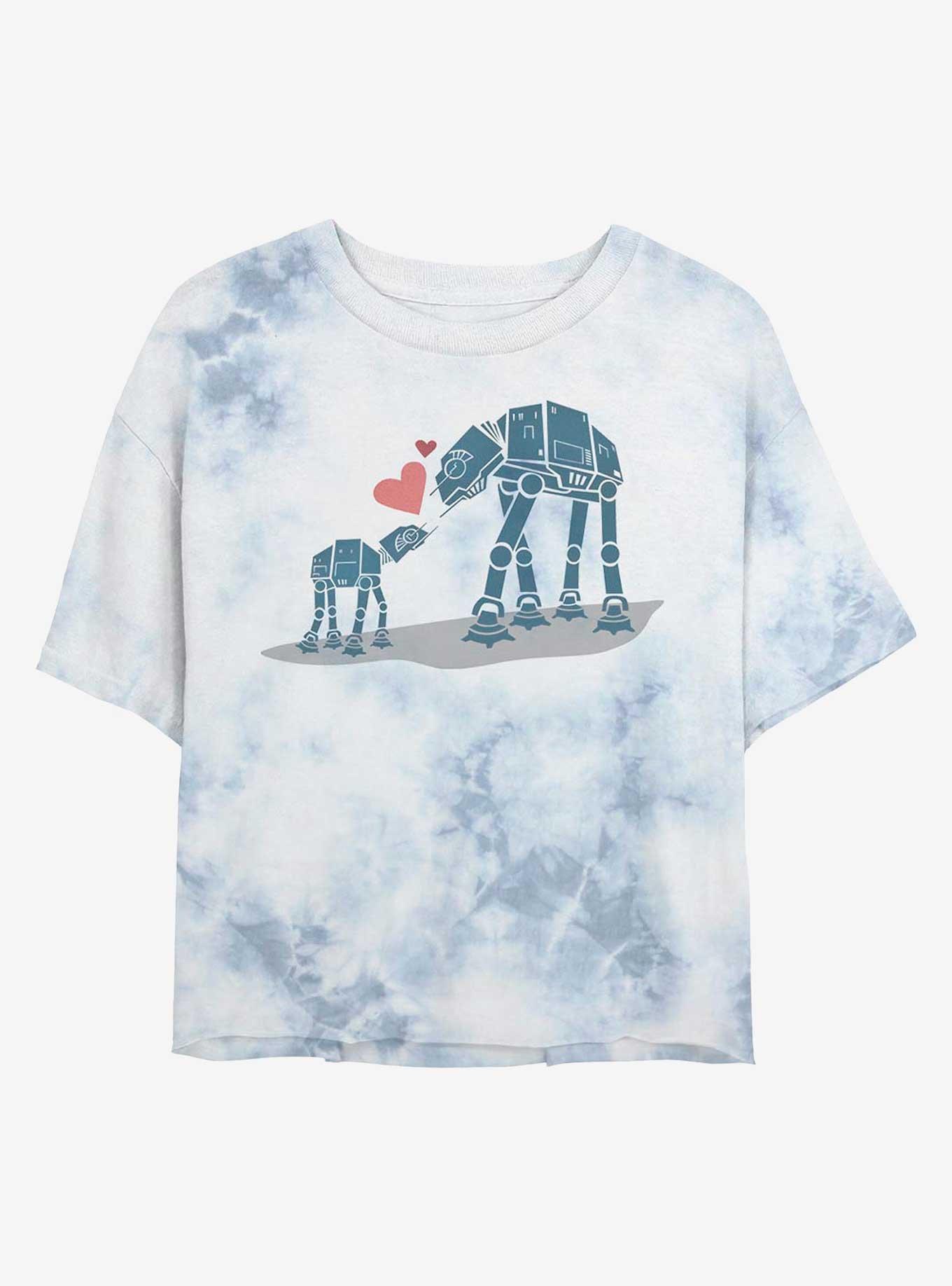Star Wars AT-AT Mother & Son Portrait Tie-Dye Womens Crop T-Shirt, WHITEBLUE, hi-res