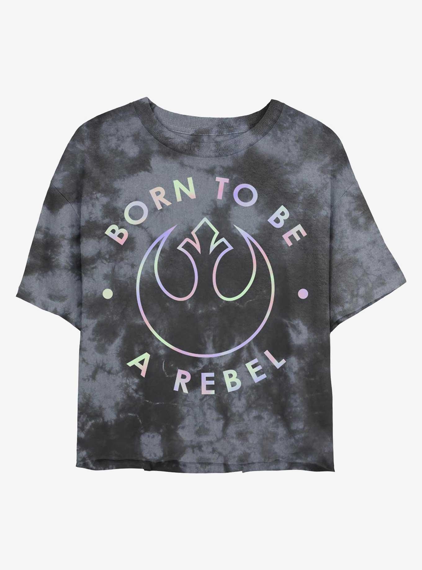 Star Wars Born To Be A Rebel Tie-Dye Womens Crop T-Shirt, BLKCHAR, hi-res