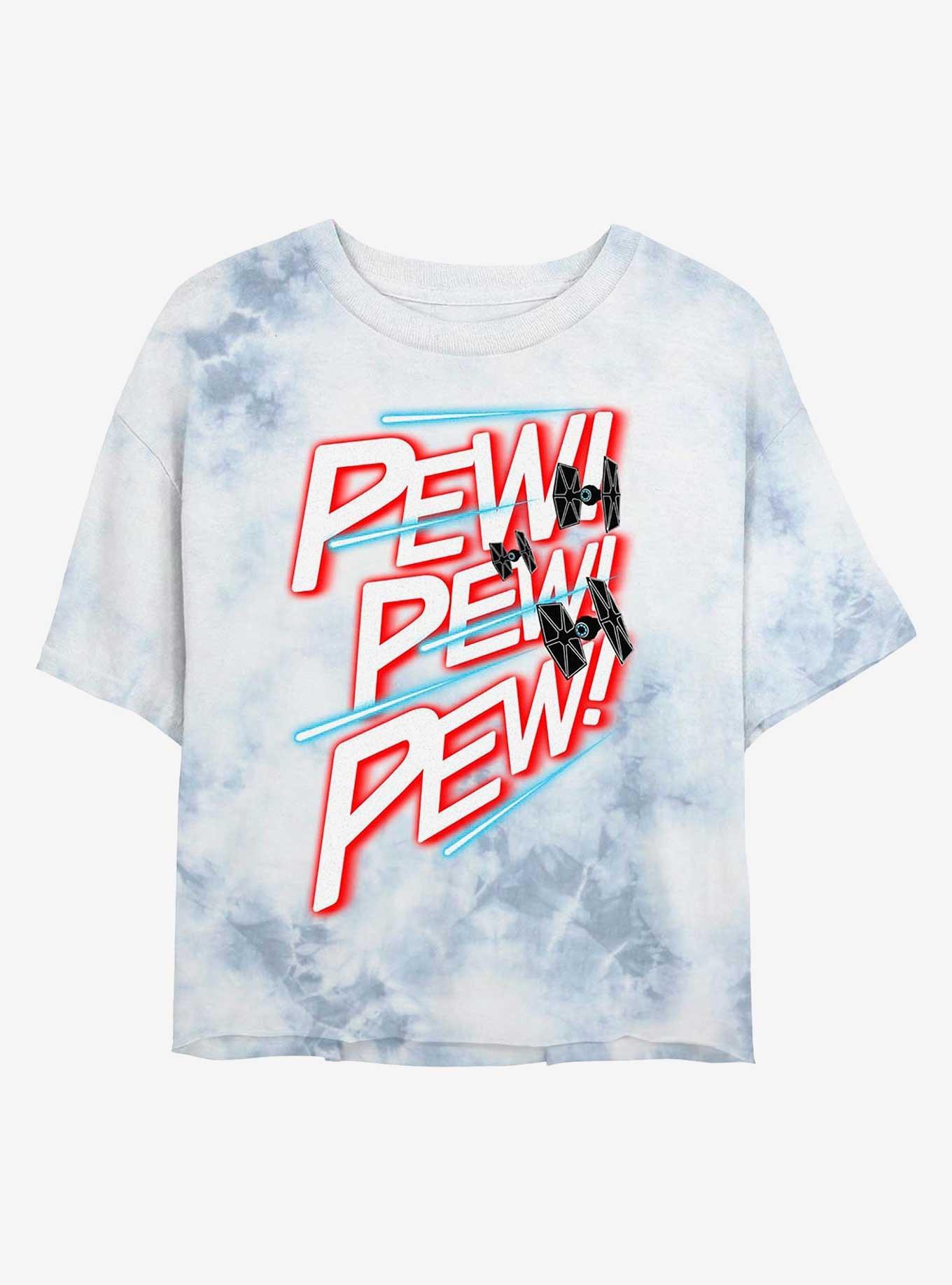 Star Wars Pew Pew Pew Tie-Dye Womens Crop T-Shirt, WHITEBLUE, hi-res