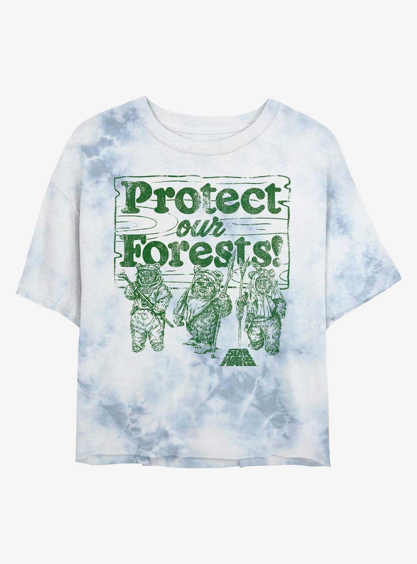 Star Wars Protect Our Forests! Tie-Dye Womens Crop T-Shirt, WHITEBLUE, hi-res