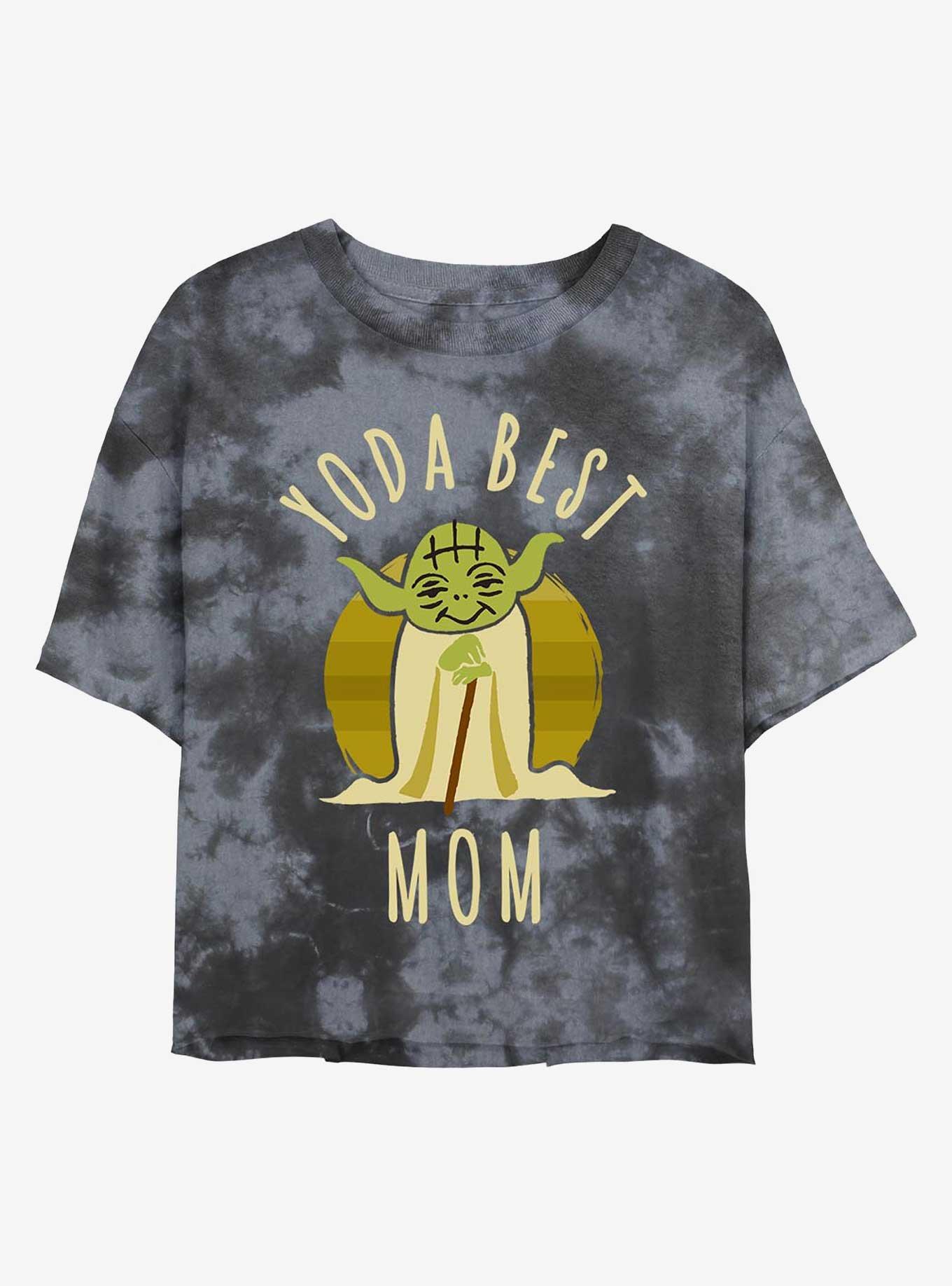 Star Wars Yoda Best Mom Tie-Dye Womens Crop T-Shirt, BLKCHAR, hi-res