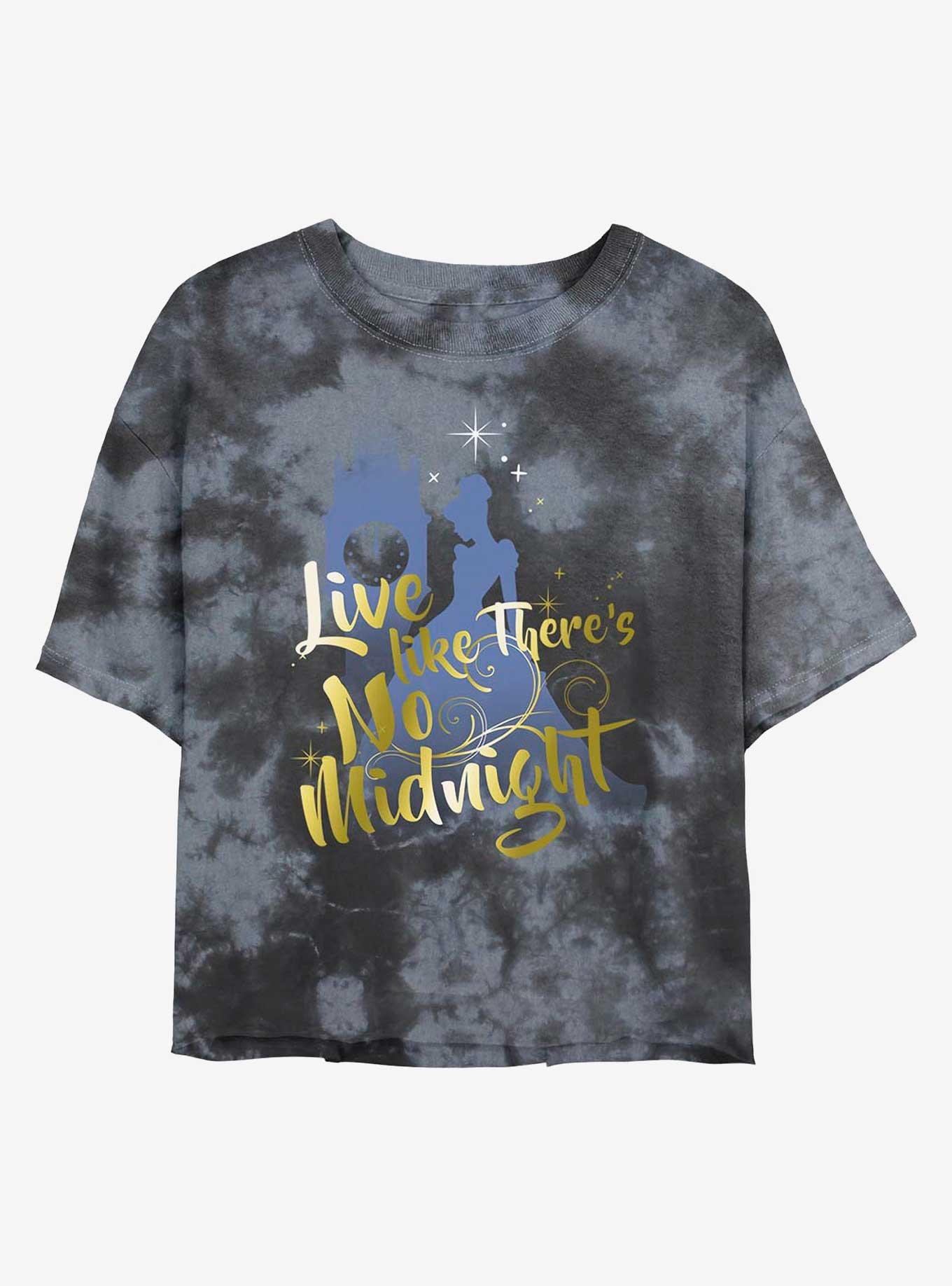 Disney Cinderella Live Like There's No Midnight Tie-Dye Womens Crop T-Shirt, BLKCHAR, hi-res