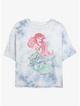 Disney The Little Mermaid Signed Ariel Tie-Dye Womens Crop T-Shirt, WHITEBLUE, hi-res