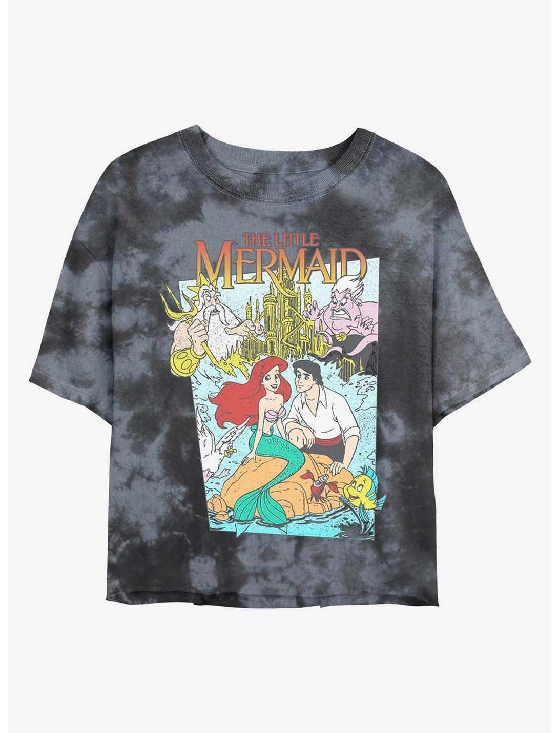 Disney The Little Mermaid Mermaid Cover Tie-Dye Womens Crop T-Shirt, BLKCHAR, hi-res