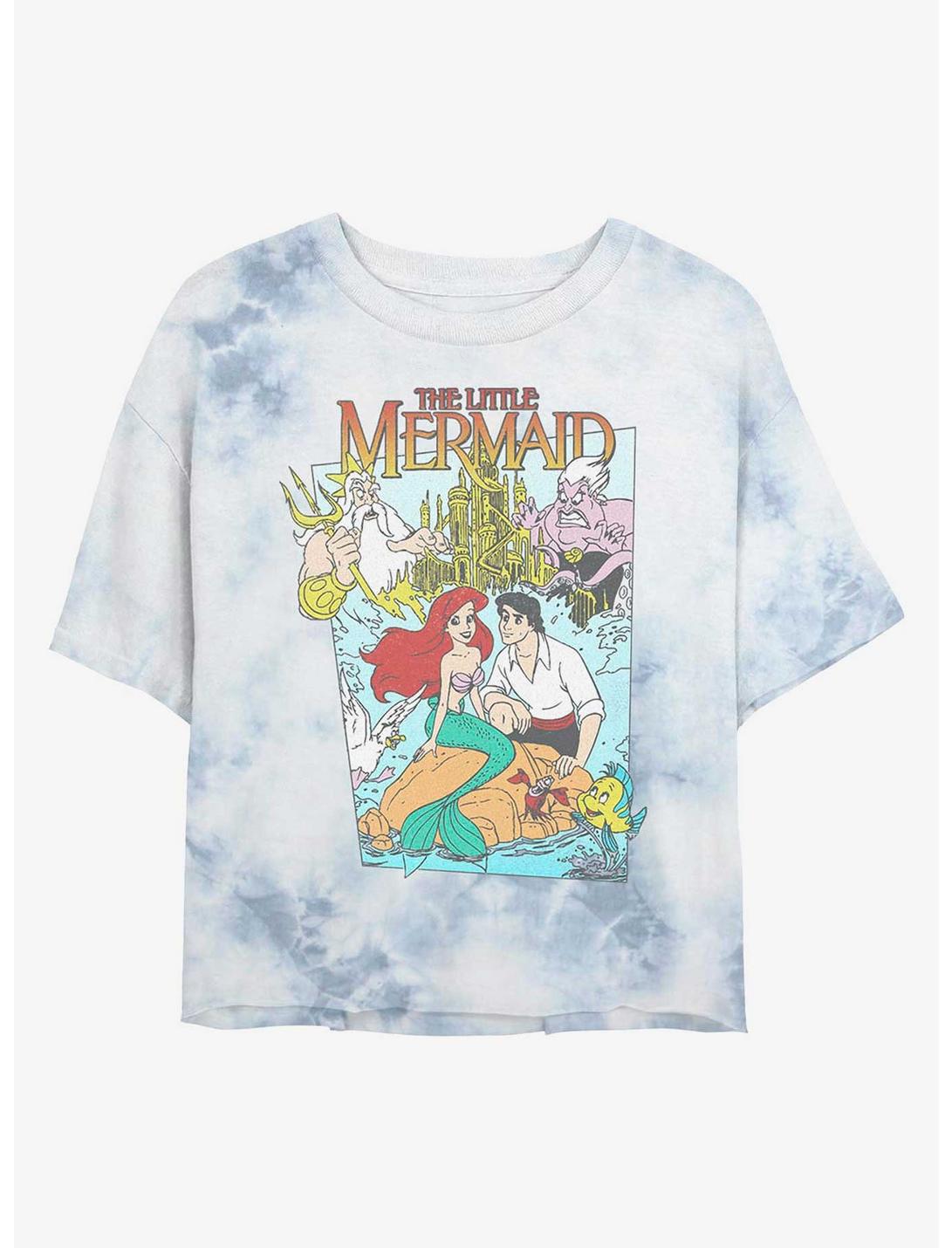 Disney The Little Mermaid Mermaid Cover Tie-Dye Womens Crop T-Shirt, WHITEBLUE, hi-res