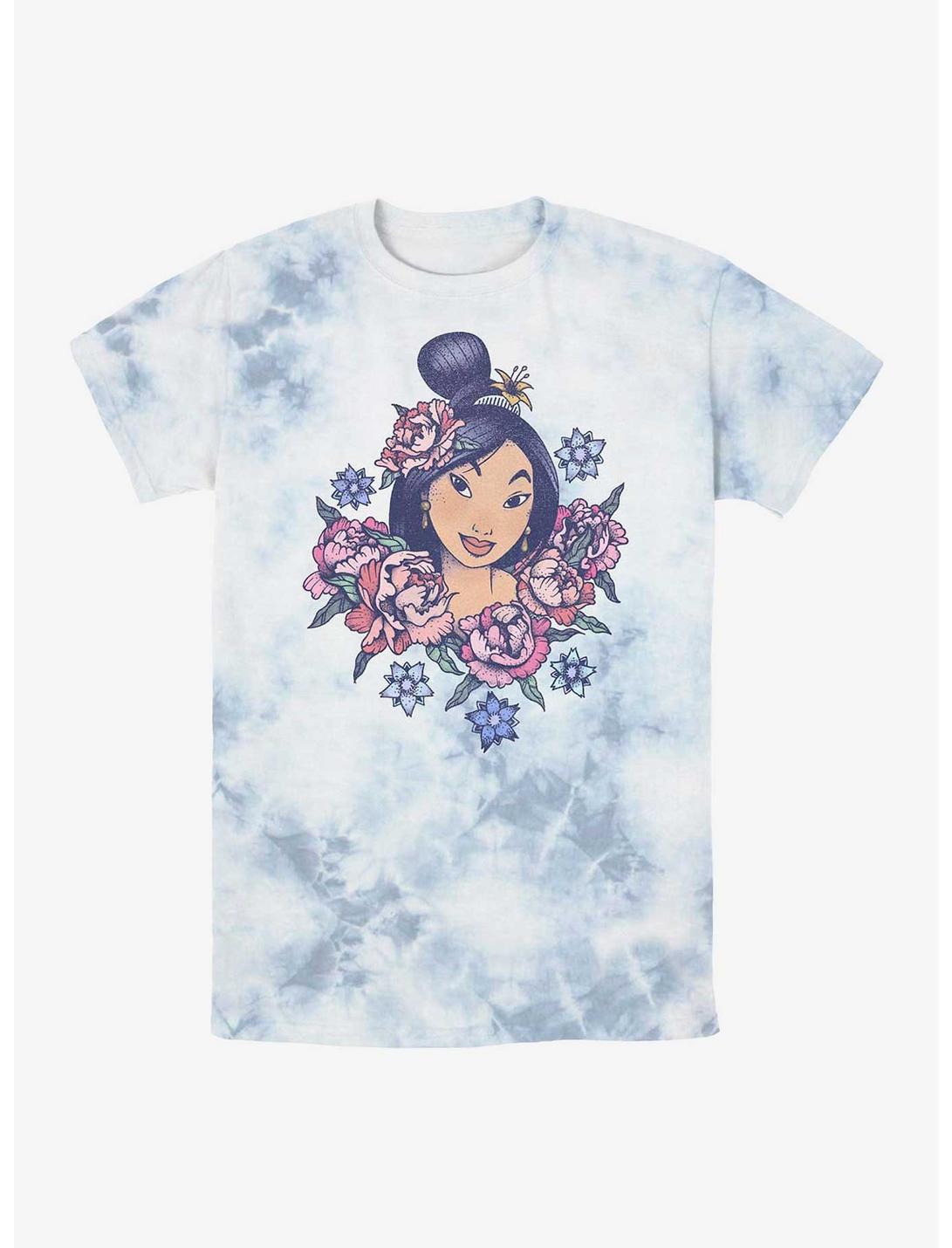 Disney Mulan Floral Portrait Tie-Dye T-Shirt, WHITEBLUE, hi-res