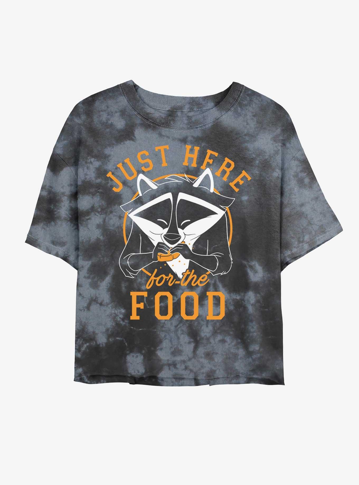 Disney Pocahontas Meeko Just Here For The Food Tie-Dye Womens Crop T-Shirt, BLKCHAR, hi-res