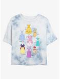 Disney Princesses Textbook Dresses Tie-Dye Womens Crop T-Shirt, WHITEBLUE, hi-res