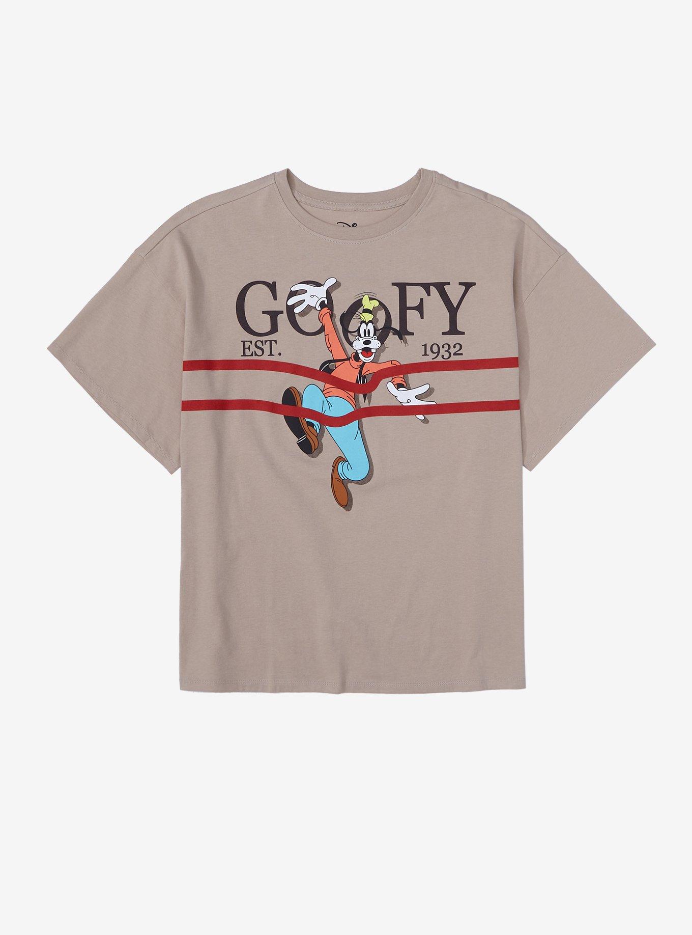 Disney Goofy Stripe Character Women's Plus Size T-Shirt - BoxLunch Exclusive, OFF WHITE, hi-res