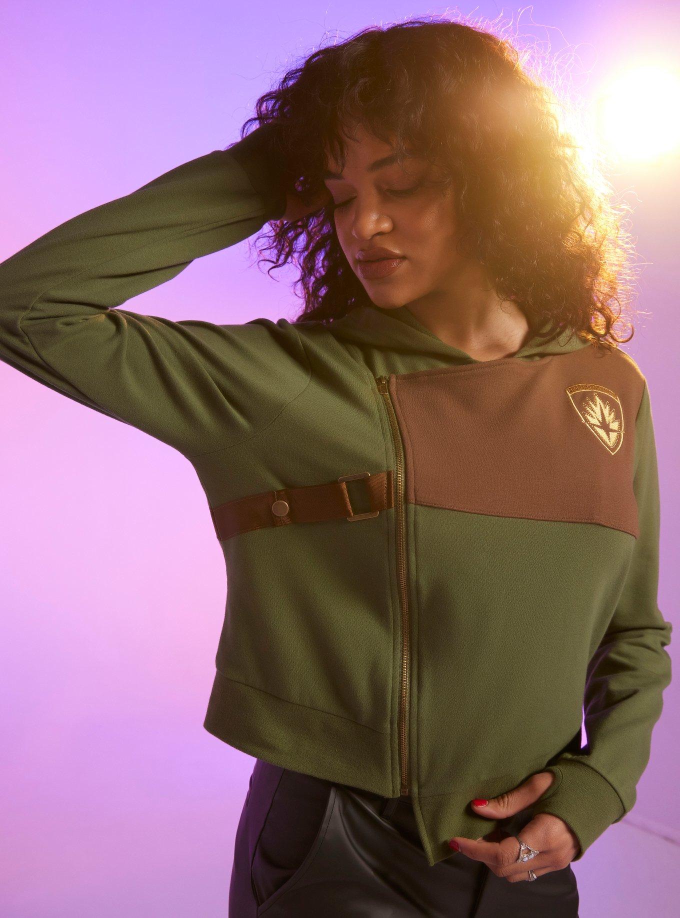 Her Universe Marvel Guardians Of The Galaxy: Volume 3 Gamora Hoodie, GREEN  OLIVE, hi-res