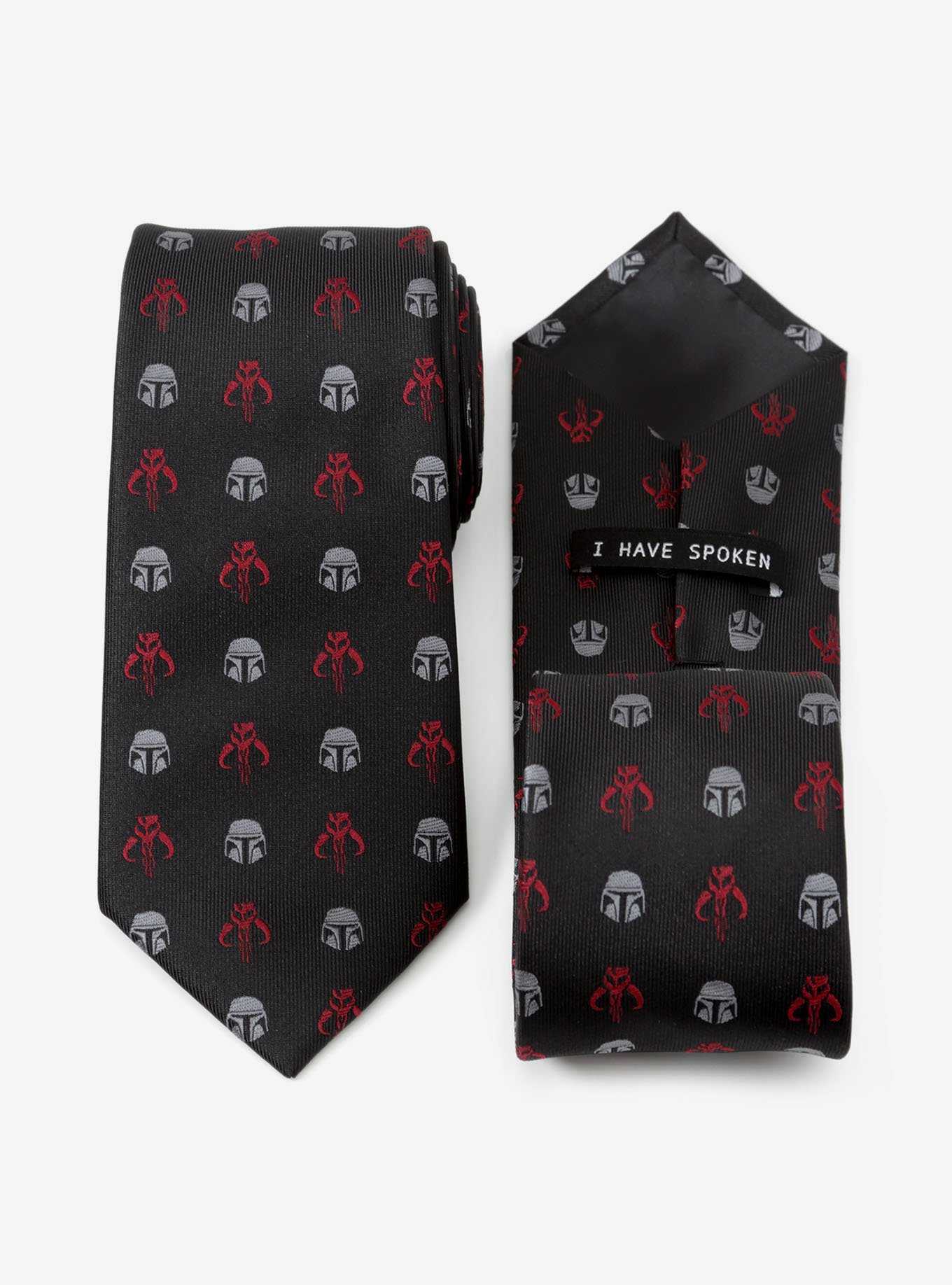Star Wars The Mandalorian Mando Black Red Men's Tie, , hi-res